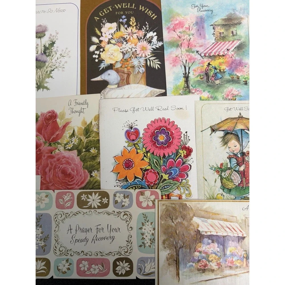 Vintage Get Well Cards Fronts ONLY Scrapbooking Crafts Decoupage Lot of 50+